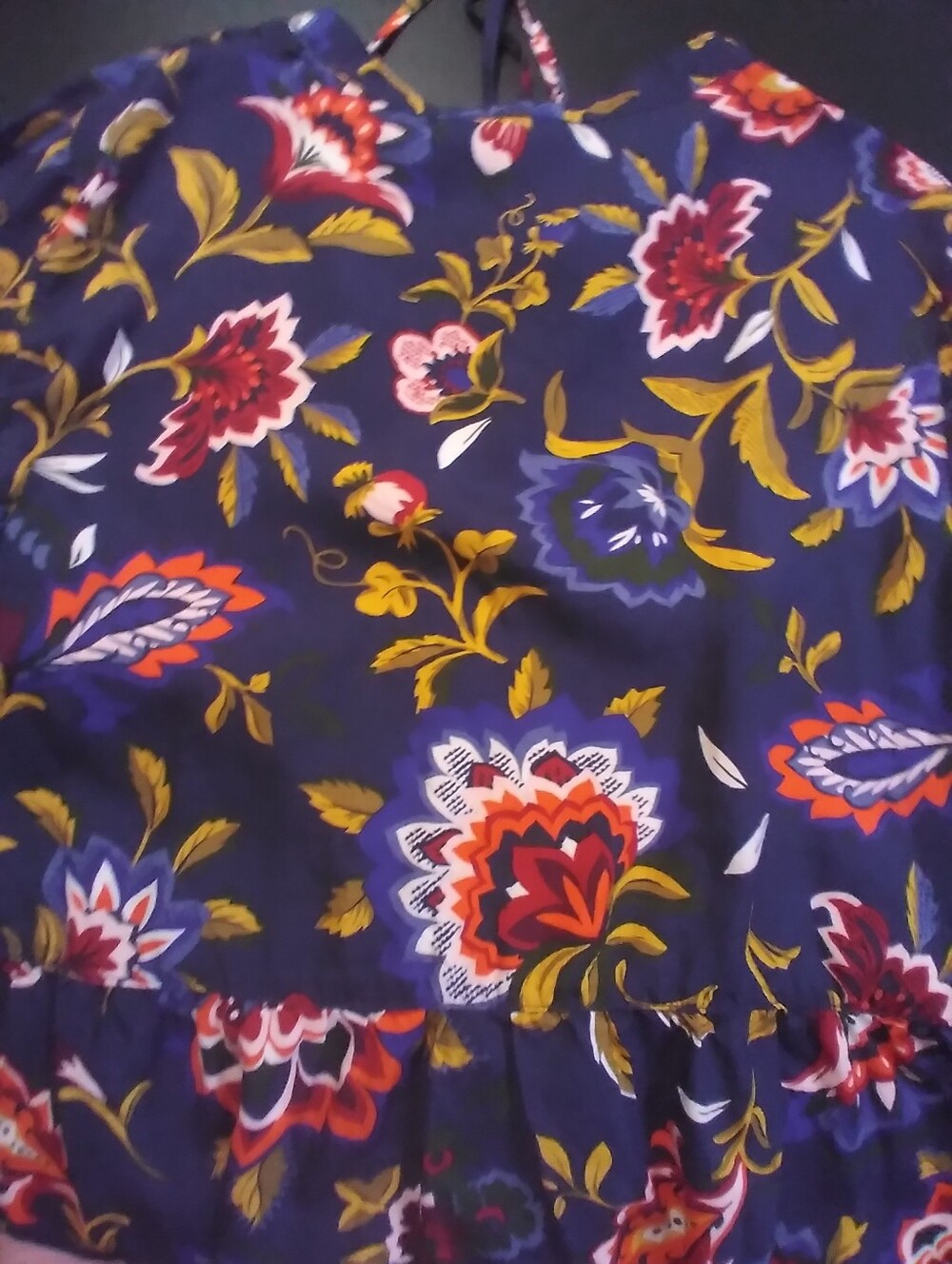 Old Navy  Floral Pintuck Peasant Tunic Dress Long Sleeve Mini Short Size L - Picture 2 of 8